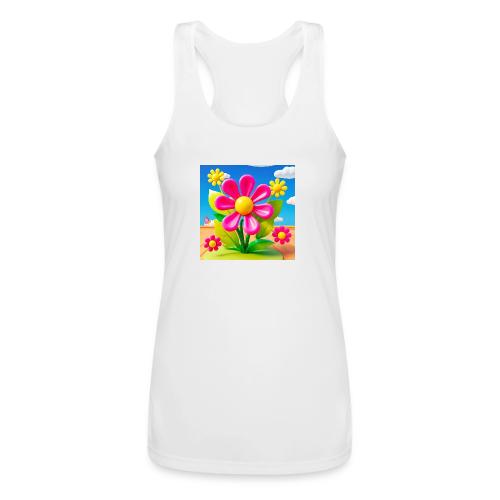 Pink Floral Peace | Sky & Nature Design - Women’s Performance Racerback Tank Top