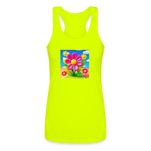 Pink Floral Peace | Sky & Nature Design - Women’s Performance Racerback Tank Top