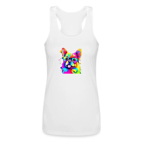 Vibrant Pup: Abstract Dog Art - Women’s Performance Racerback Tank Top