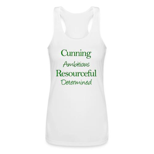cunning ambitious resourceful determined green fon - Women’s Performance Racerback Tank Top