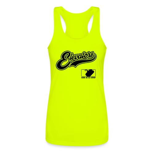 Elevators script (pick your hoodie color) - Women’s Performance Racerback Tank Top