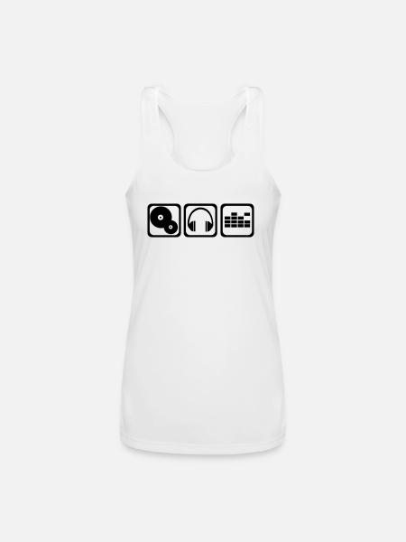 DJ - Women’s Performance Racerback Tank Top - white