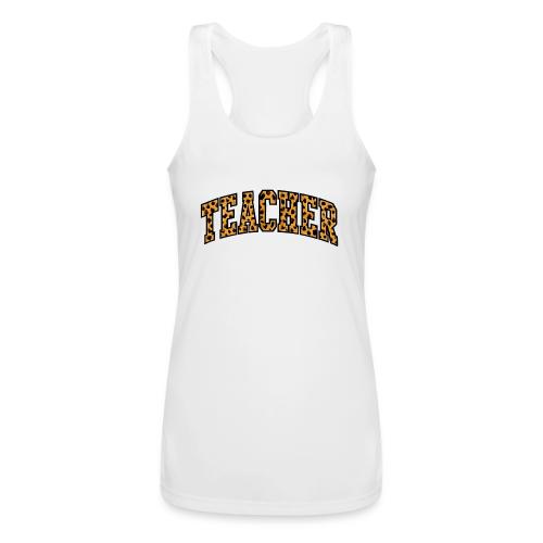 Leopard Print Teacher Typography - Women’s Performance Racerback Tank Top