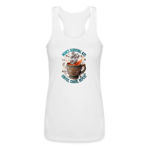 Mom's Survival Kit Tee | Coffee Chaos - Women’s Performance Racerback Tank Top