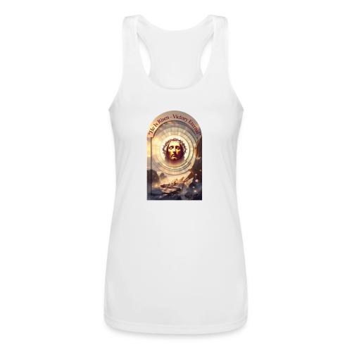 Easter He Is Risen Sacred Face T Shirt, wife Gift - Women’s Performance Racerback Tank Top