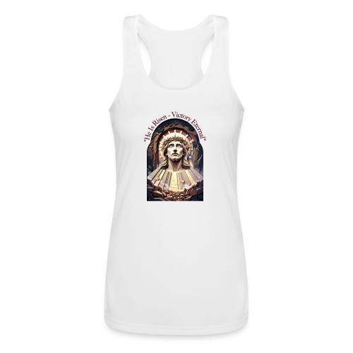 Easter He Is Risen Face of Christ T Shirt, Gift - Women’s Performance Racerback Tank Top