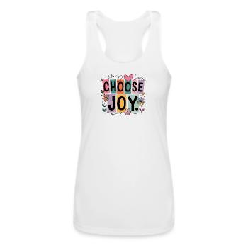 CHOOSE JOY - Women’s Performance Racerback Tank Top - white - Front - AI Model Female 180 light (180cm)