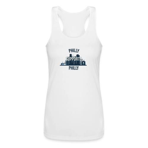 Philly Supports Philly skyline blue transparentbg - Women’s Performance Racerback Tank Top