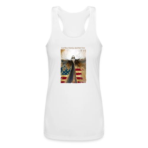 God bless America Angel_Strong color_Brown type - Women’s Performance Racerback Tank Top