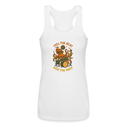 Feel the Beat Octopus Drummer Retro 70s t-shirt - Women’s Performance Racerback Tank Top