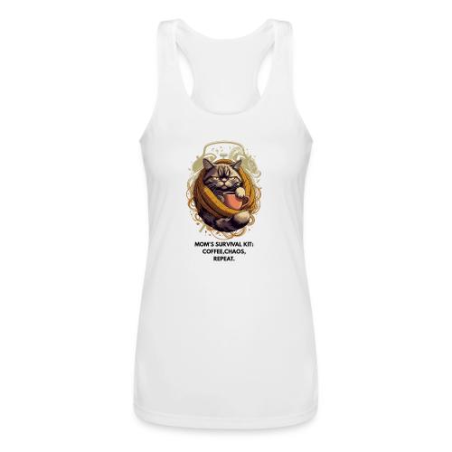 Powered by Sarcasm Cat Tee - Women’s Performance Racerback Tank Top