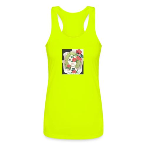 Girl with Rose Vine - Women’s Performance Racerback Tank Top