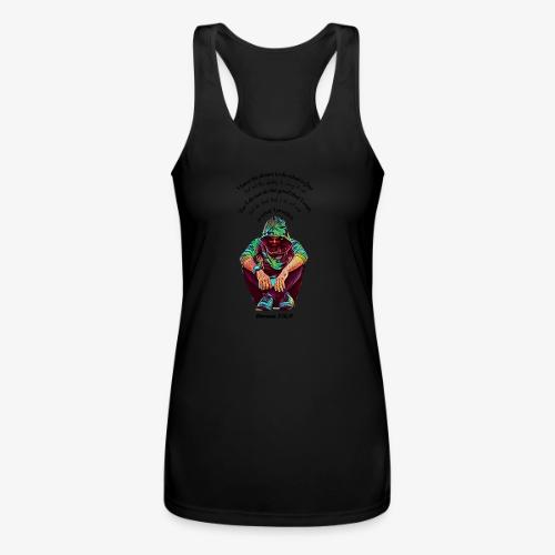 Hooded Man Color Pencil Sketch Drawing Scripture - Women’s Performance Racerback Tank Top