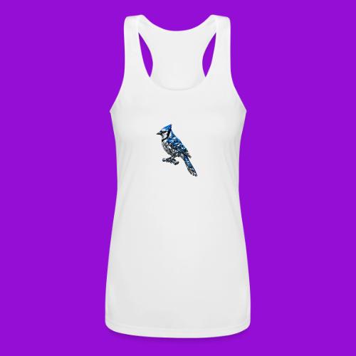 Silver Blue Jay on Perch + Flight Stages 2-print - Women’s Performance Racerback Tank Top