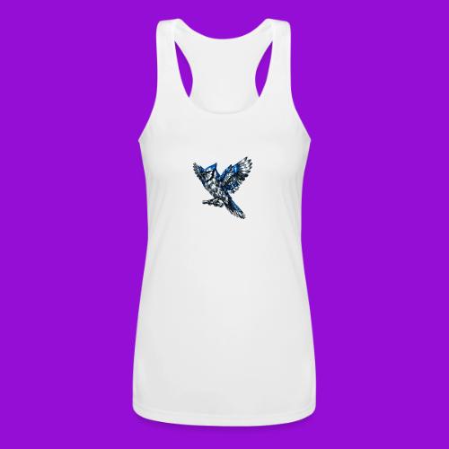 Silver Blue Jay Open Wing Perch - Women’s Performance Racerback Tank Top