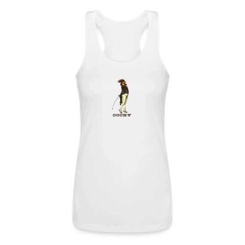 Cocky the Vintage Rooster Chicken - color - Women’s Performance Racerback Tank Top
