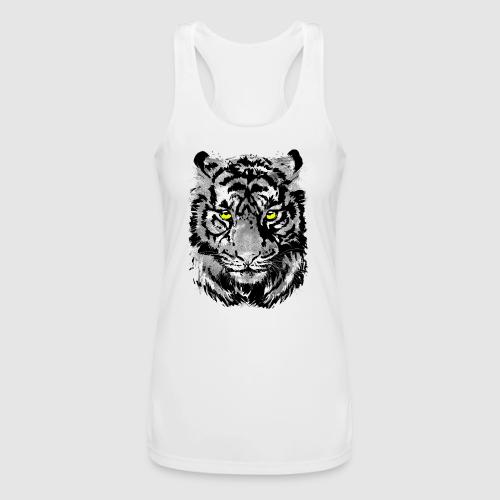 Gray Tiger Head Portrait Drawing - Black and White - Women’s Performance Racerback Tank Top