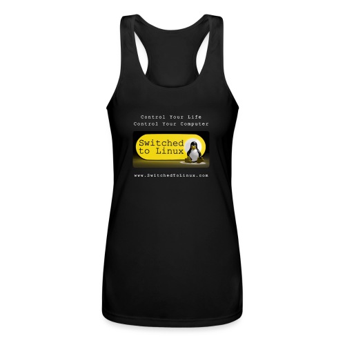 Switched To Linux Logo and White Text - Women’s Performance Racerback Tank Top
