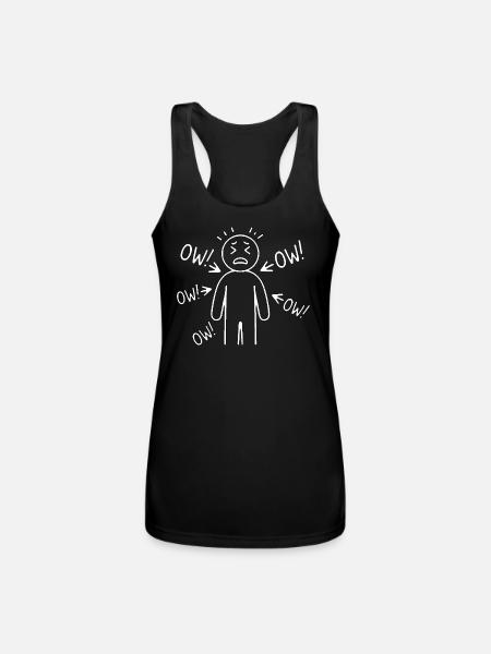 Funny Ow Ow Ow Ow Saying Body Pain Character Humor - Women’s Performance Racerback Tank Top - black