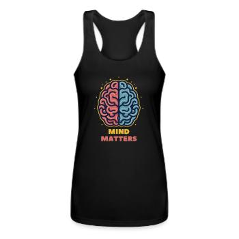 Mind Matters - Brain Illustration - Women’s Performance Racerback Tank Top - black - Front - AI Model Female 180 light (180cm)