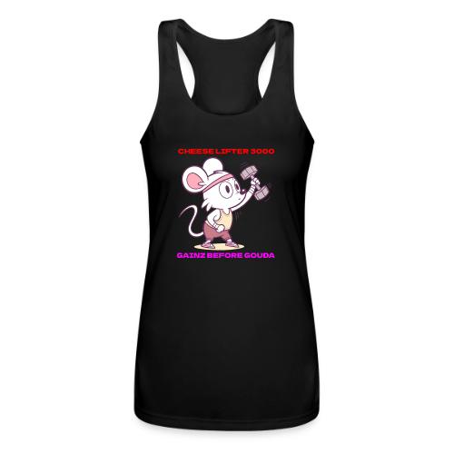 Cheese Lifter 3000 | Funny Gym Rat Mouse tshirt - Women’s Performance Racerback Tank Top