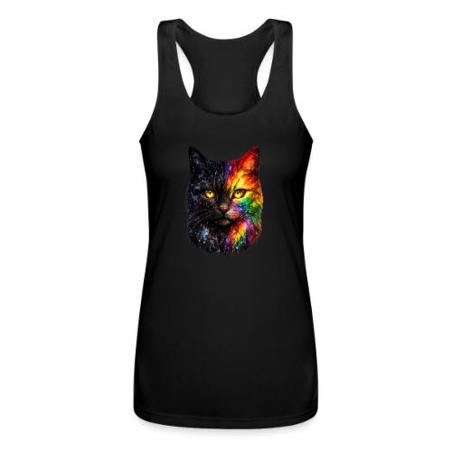 Cosmic Galaxy Rainbow Cat - Women’s Performance Racerback Tank Top