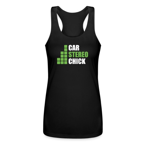 Car Stereo Chick logo square white green - Women’s Performance Racerback Tank Top