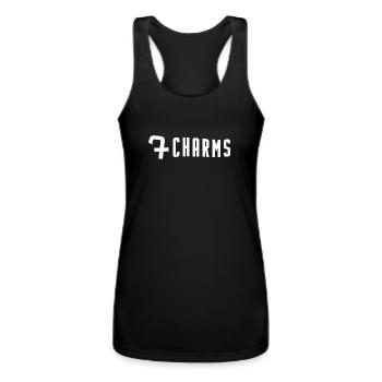 7Charms Logo Mono White - Women’s Performance Racerback Tank Top - black - Front - AI Model Female 180 light (180cm)