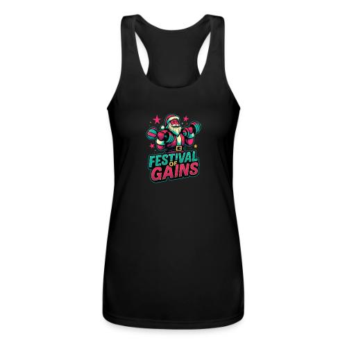 Festival of Gains Funny Gym Santa Christmas - Women’s Performance Racerback Tank Top