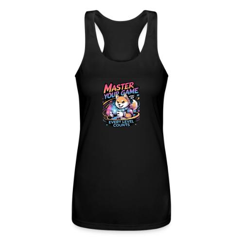 Cute Gamer Shiba Inu Level Up - Women’s Performance Racerback Tank Top