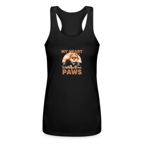 My Heart Walks on Four Paws – Pomeranian tee - Women’s Performance Racerback Tank Top