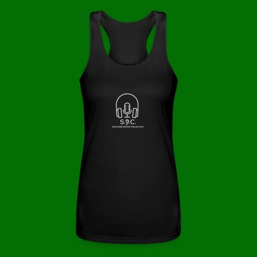 SPC Logo White - Women’s Performance Racerback Tank Top