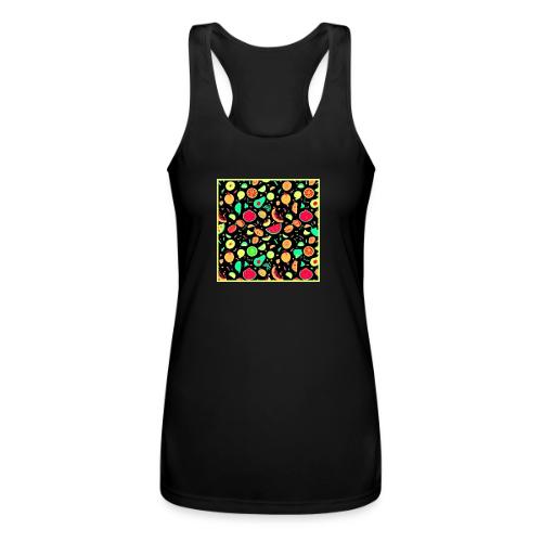 Vibrant Neon Fruits Pattern - Women’s Performance Racerback Tank Top