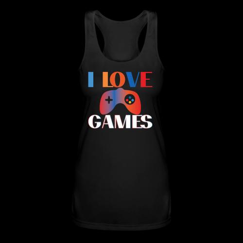 I Love Games Rainbow Controller - Women’s Performance Racerback Tank Top