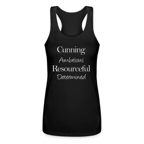 cunning ambitious resourceful determined white fon - Women’s Performance Racerback Tank Top