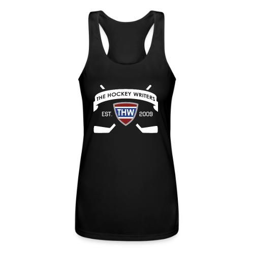 The Hockey Writers Est. 2009 Banner Logo - white - Women’s Performance Racerback Tank Top
