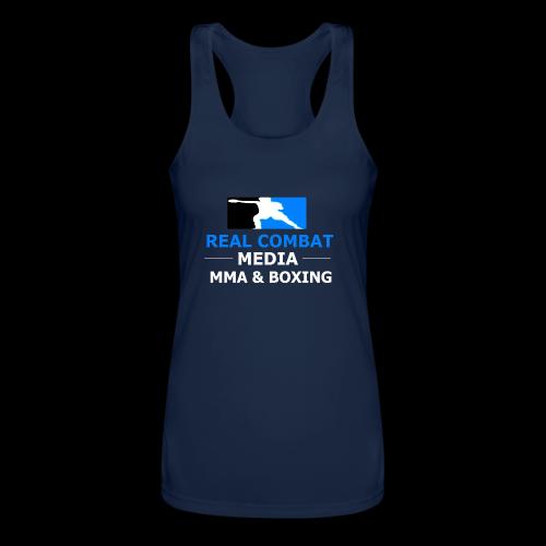 RCM MMA & BOXING Light Blue White Text - Women’s Performance Racerback Tank Top