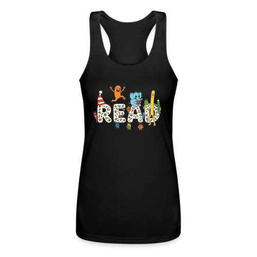 Whimsical READ Kids Cartoon - Women’s Performance Racerback Tank Top