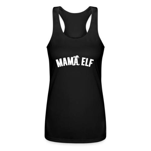 Mama Elf in White - Women’s Performance Racerback Tank Top