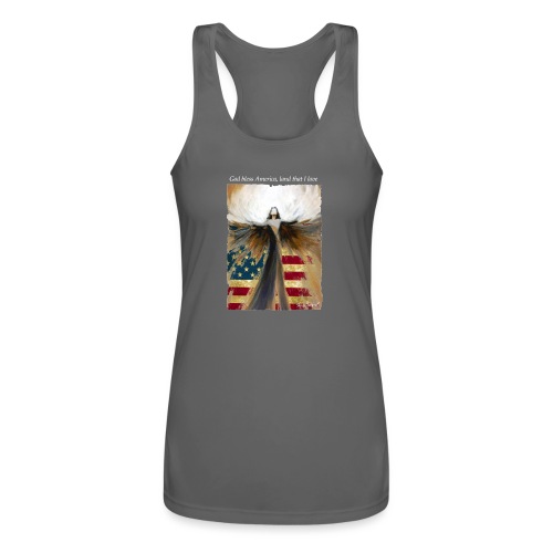 God bless America Angel_Strong color_white type - Women’s Performance Racerback Tank Top