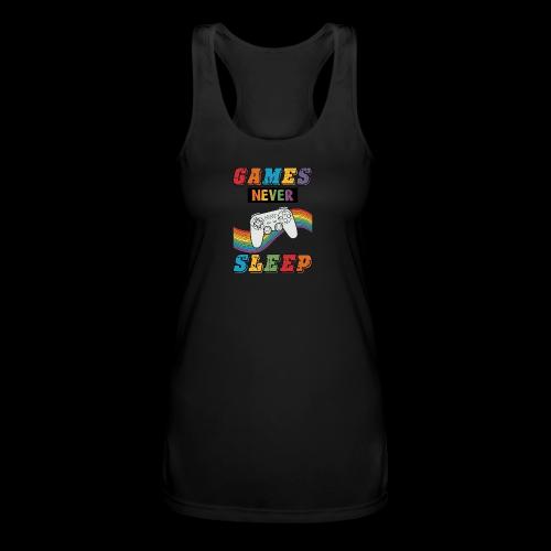 Games Never Sleep Rainbow - Women’s Performance Racerback Tank Top