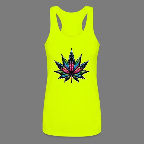 Cannabis Neon: A Psychedelic Design - Women’s Performance Racerback Tank Top