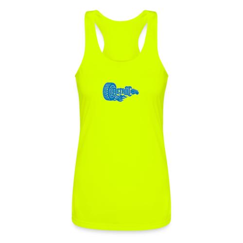 The D® - Detroit Wheel Guitar with Flames Bl Slvr - Women’s Performance Racerback Tank Top