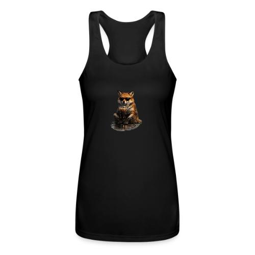 Cool Red Fox Wearing Sunglasses Drinking Coffee - Women’s Performance Racerback Tank Top