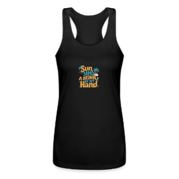 Sun, Sand a Drink in my Hand - Women’s Performance Racerback Tank Top - black - Front - AI Model Female 180 light (180cm)