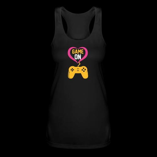 Game On! Pink Heart Controller - Women’s Performance Racerback Tank Top