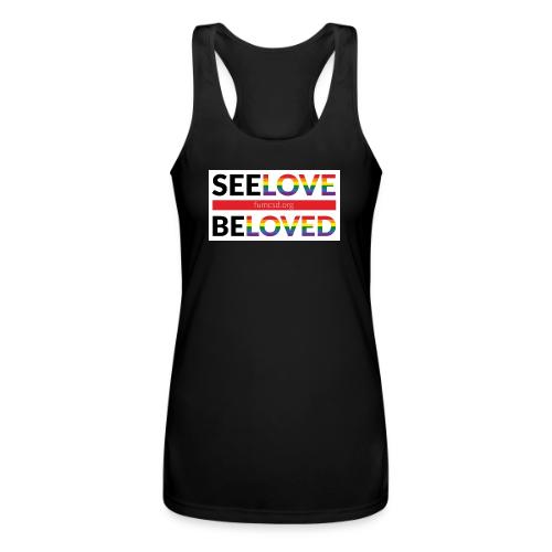 FUMCSD See Love, Be Loved: white design background - Women’s Performance Racerback Tank Top