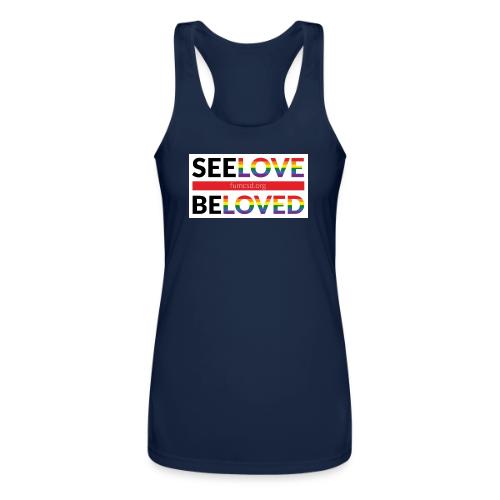 FUMCSD See Love, Be Loved: white design background - Women’s Performance Racerback Tank Top