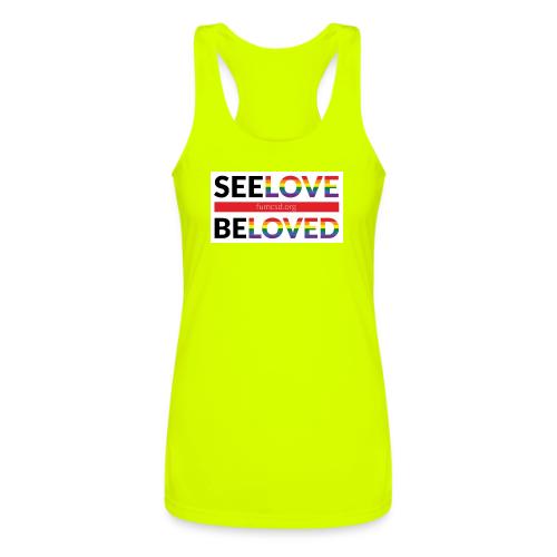 FUMCSD See Love, Be Loved: white design background - Women’s Performance Racerback Tank Top