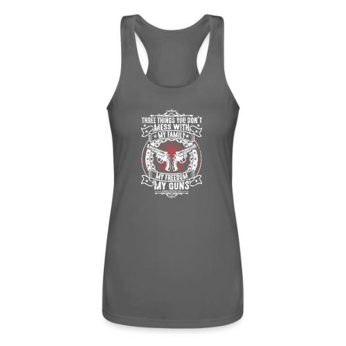 Three Things You Don't Mess with WHITE - Women’s Performance Racerback Tank Top